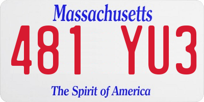 MA license plate 481YU3