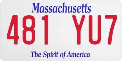 MA license plate 481YU7