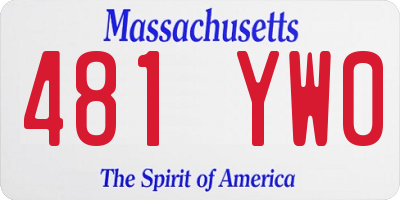 MA license plate 481YW0