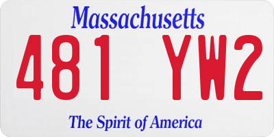 MA license plate 481YW2