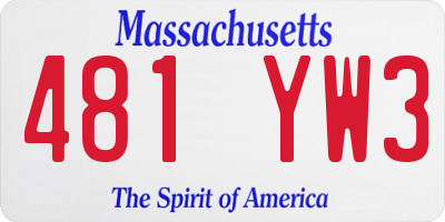 MA license plate 481YW3