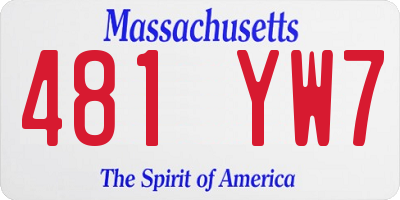 MA license plate 481YW7