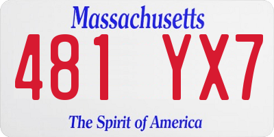 MA license plate 481YX7