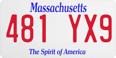 MA license plate 481YX9