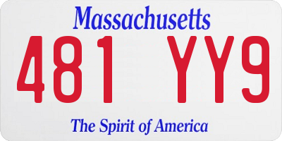 MA license plate 481YY9