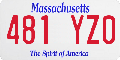 MA license plate 481YZ0