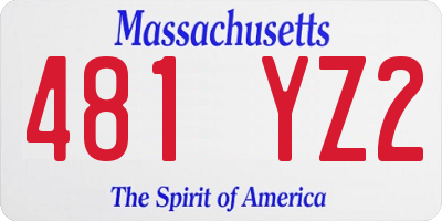 MA license plate 481YZ2