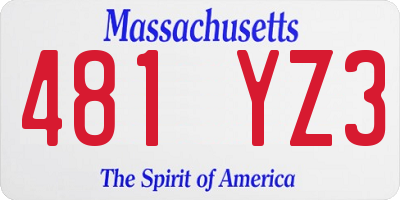 MA license plate 481YZ3