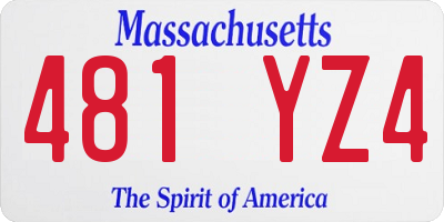 MA license plate 481YZ4