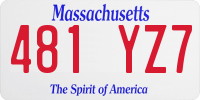 MA license plate 481YZ7