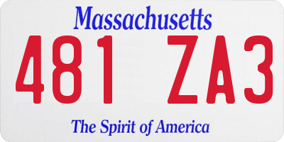 MA license plate 481ZA3