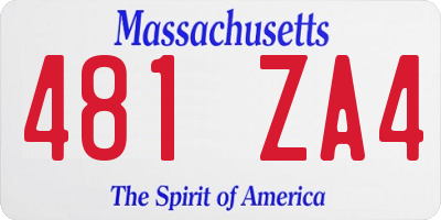 MA license plate 481ZA4