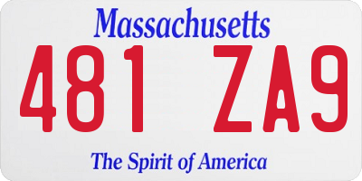 MA license plate 481ZA9