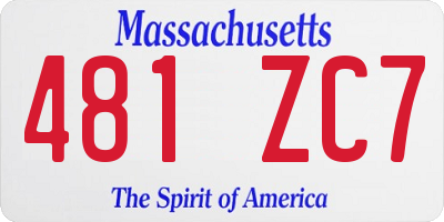 MA license plate 481ZC7