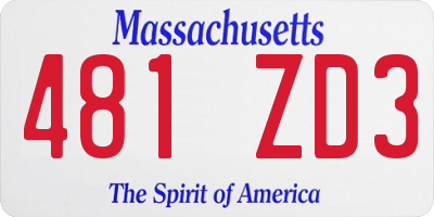 MA license plate 481ZD3