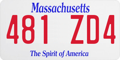 MA license plate 481ZD4