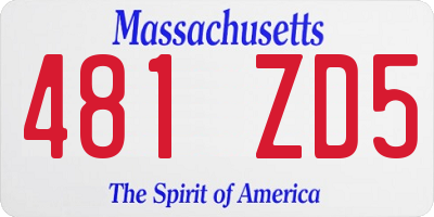 MA license plate 481ZD5