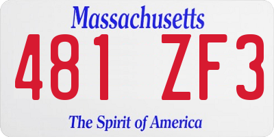 MA license plate 481ZF3