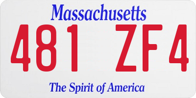 MA license plate 481ZF4