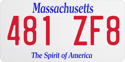 MA license plate 481ZF8