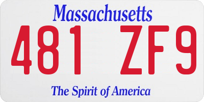 MA license plate 481ZF9