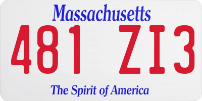 MA license plate 481ZI3