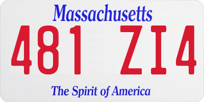 MA license plate 481ZI4