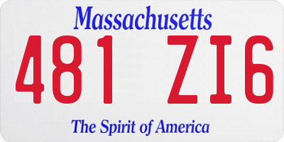 MA license plate 481ZI6