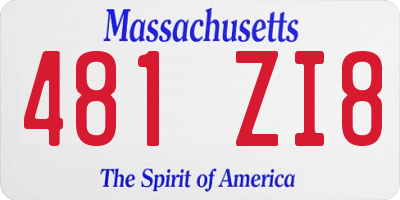 MA license plate 481ZI8