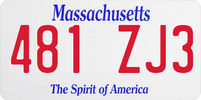 MA license plate 481ZJ3