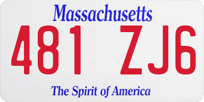 MA license plate 481ZJ6