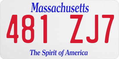 MA license plate 481ZJ7