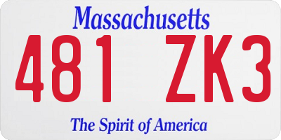 MA license plate 481ZK3