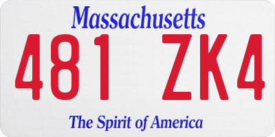 MA license plate 481ZK4