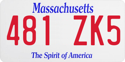 MA license plate 481ZK5