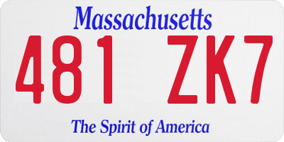 MA license plate 481ZK7