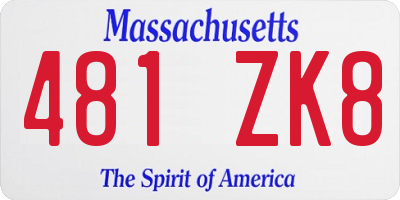 MA license plate 481ZK8