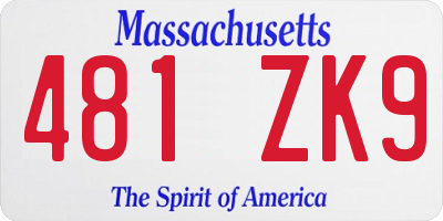 MA license plate 481ZK9
