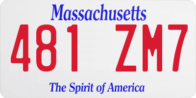 MA license plate 481ZM7
