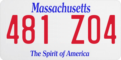 MA license plate 481ZO4