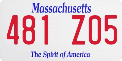 MA license plate 481ZO5