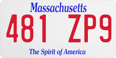 MA license plate 481ZP9
