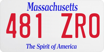 MA license plate 481ZR0