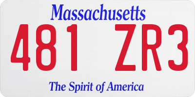 MA license plate 481ZR3