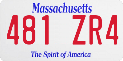 MA license plate 481ZR4