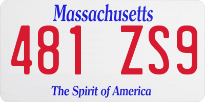 MA license plate 481ZS9