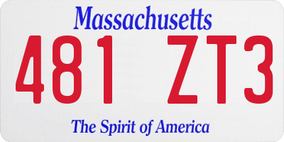 MA license plate 481ZT3