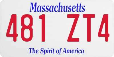 MA license plate 481ZT4