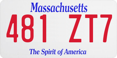 MA license plate 481ZT7
