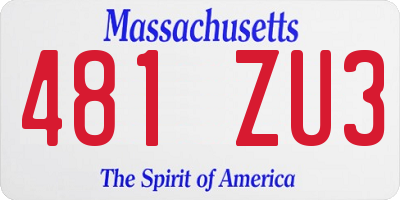 MA license plate 481ZU3